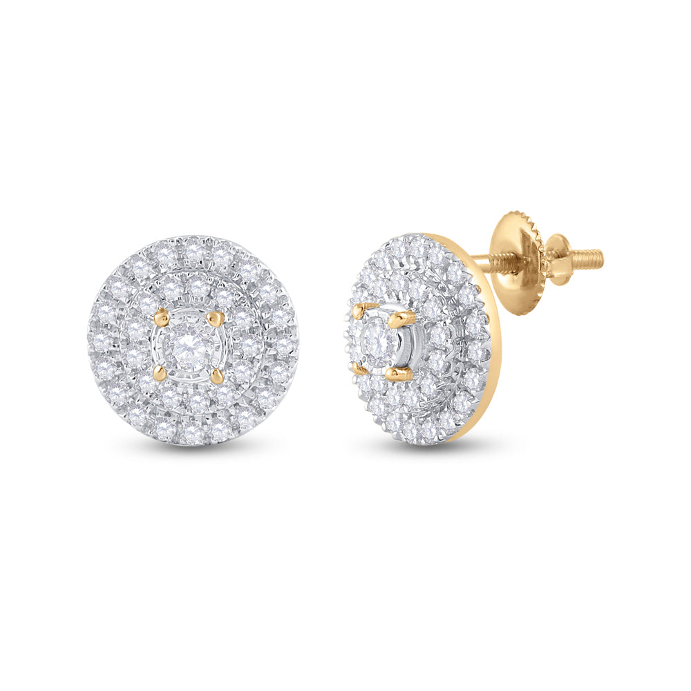 10K Yellow Gold Womens Round Diamond Circle Earrings 1/4 Cttw
