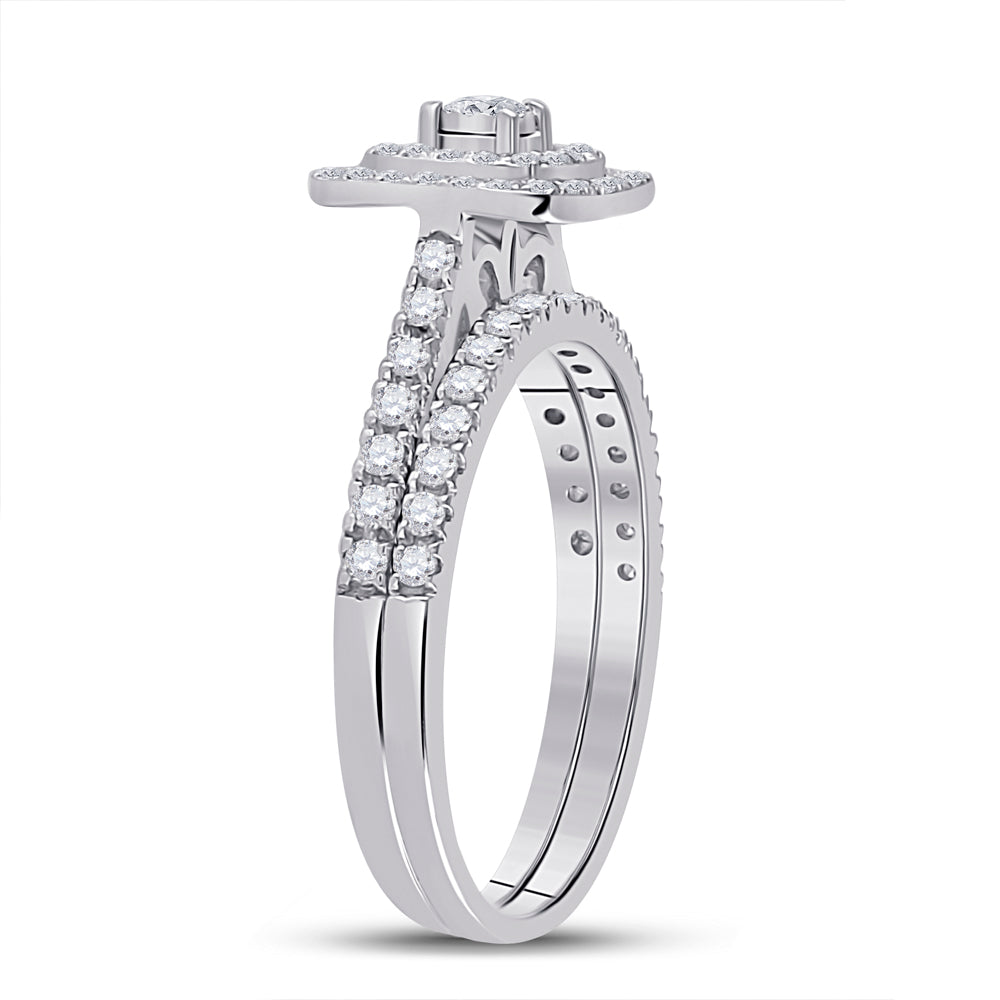 10kt White Gold 1/2 Cttw Diamond Wedding Engagement Anniversary Bridal Set, Women Size: 5-9