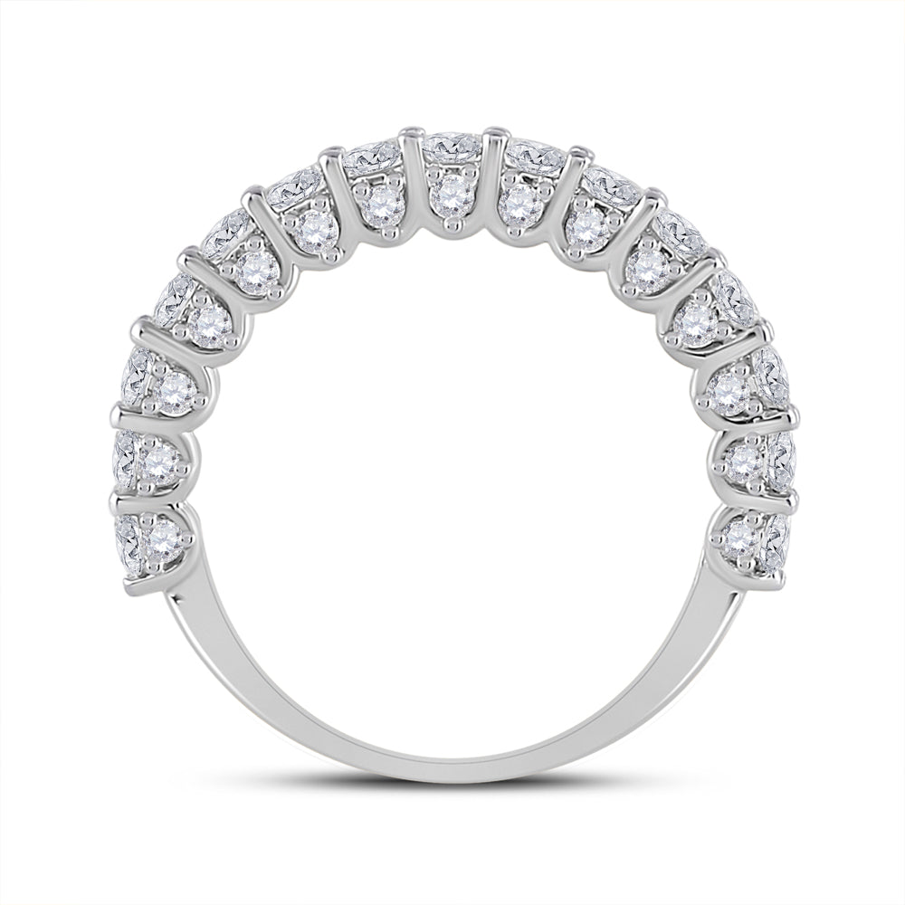 14K White Gold Womens Round Diamond Single Row Band Ring 1-5/8 Cttw, Womens Size: 5-10