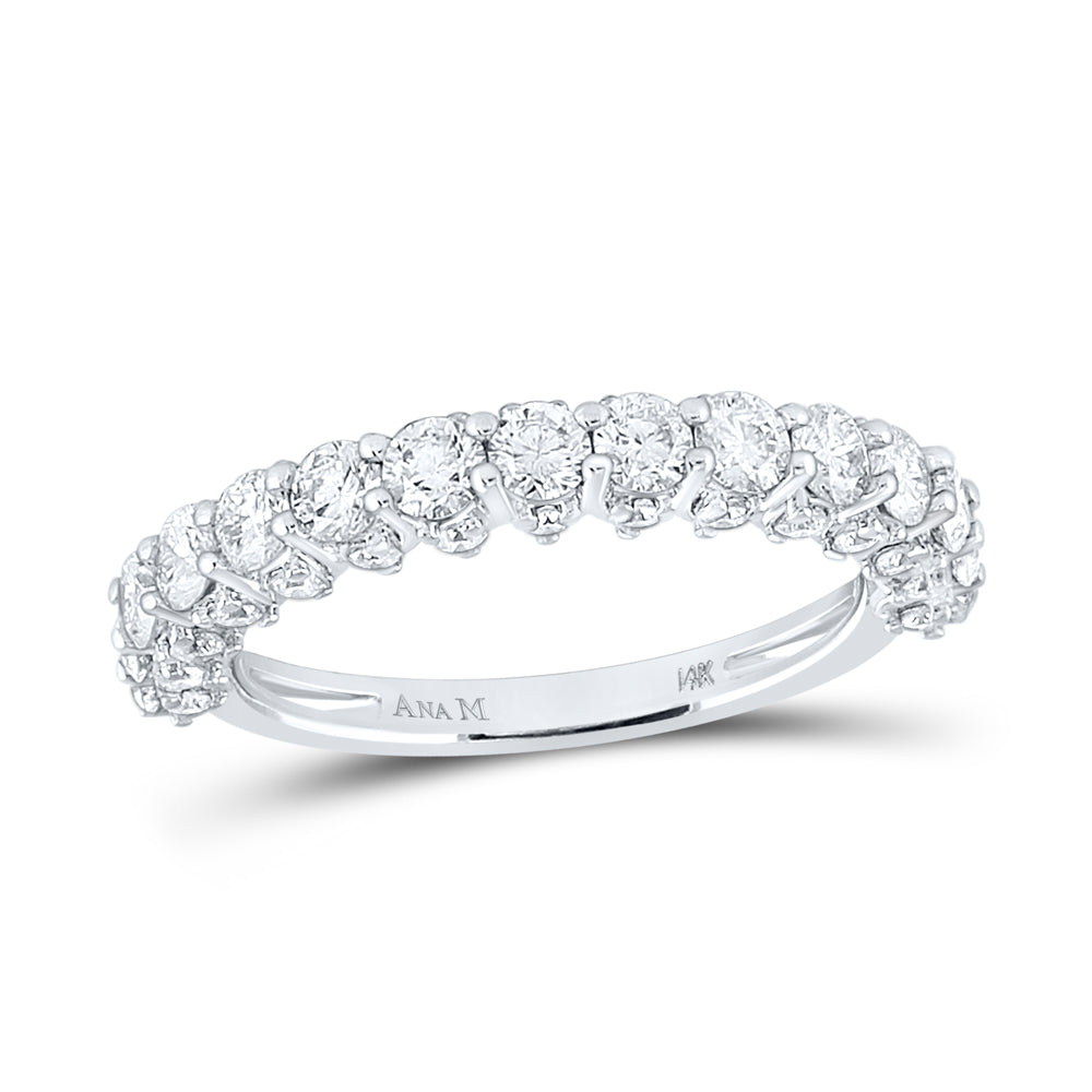 14K White Gold Womens Round Diamond Single Row Band Ring 1-5/8 Cttw, Womens Size: 5-10