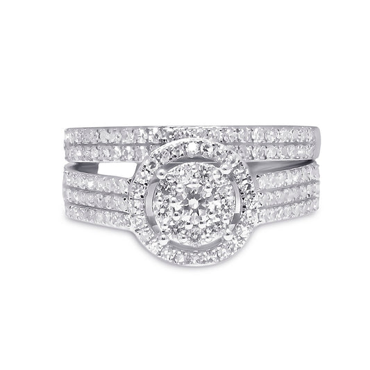 14K White Gold 3/4Ct Natural Diamond Nk Ladies Bridal Set
