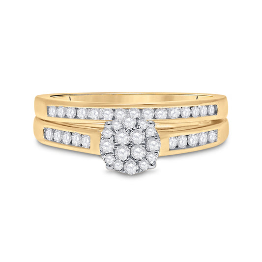 14kt Yellow Gold 1/2 Cttw Diamond Ladies Wedding Engagement Anniversary Bridal Set, Women Size: 5-9