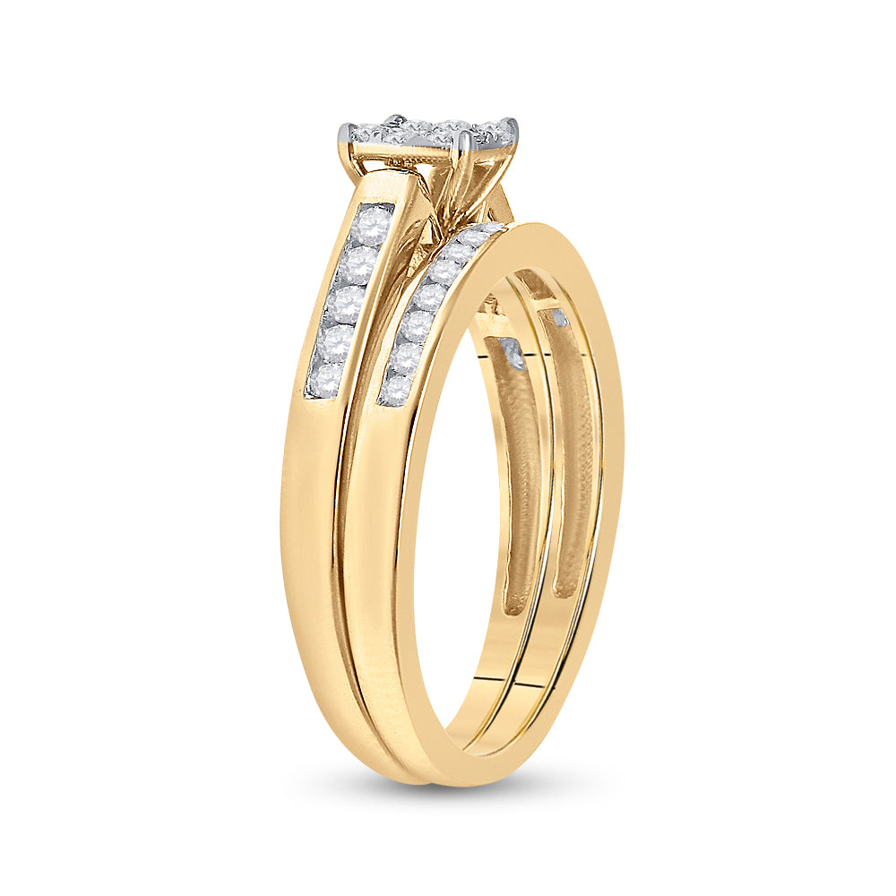 14kt Yellow Gold 1/2 Cttw Diamond Ladies Wedding Engagement Anniversary Bridal Set, Women Size: 5-9