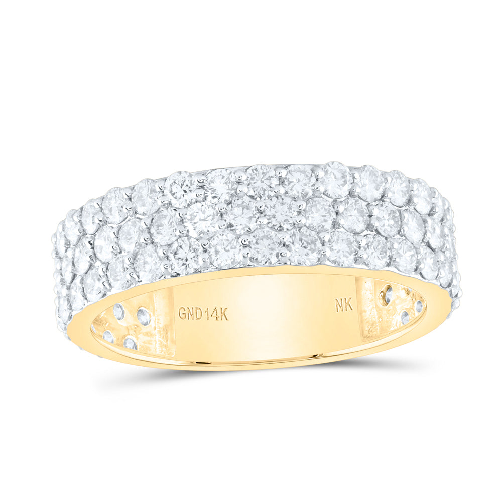 14K Yellow Gold Mens Round Diamond Pave Band Ring 2-7/8 Cttw, Mens Size: 7-13