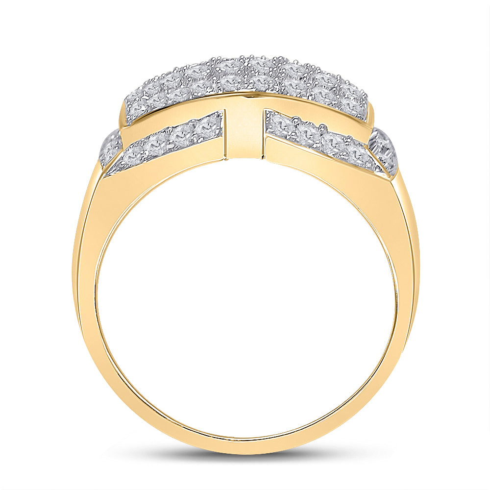 10K Yellow Gold Mens Round Diamond Fashion Ring 1 Cttw, Mens Size: 7-13