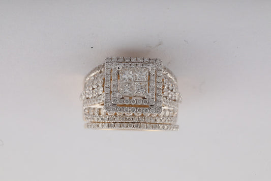 14K Yellow Gold 2 7/8 Ct Diamond Bridal Set, Womens Size: 5-9