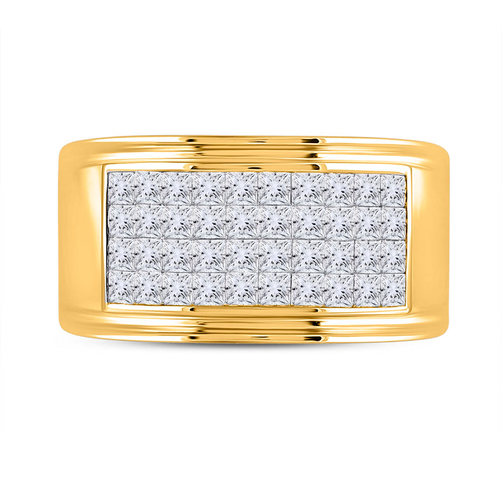 14K Yellow Gold 2 5/8 Ct Diamond Invisible Fashion Mens Band, Mens Size: 8-12