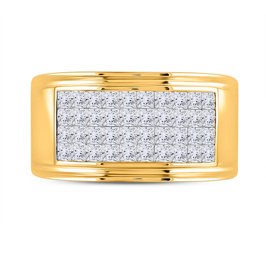 14K Yellow Gold 2 5/8 Ct Diamond Invisible Fashion Mens Band, Mens Size: 8-12