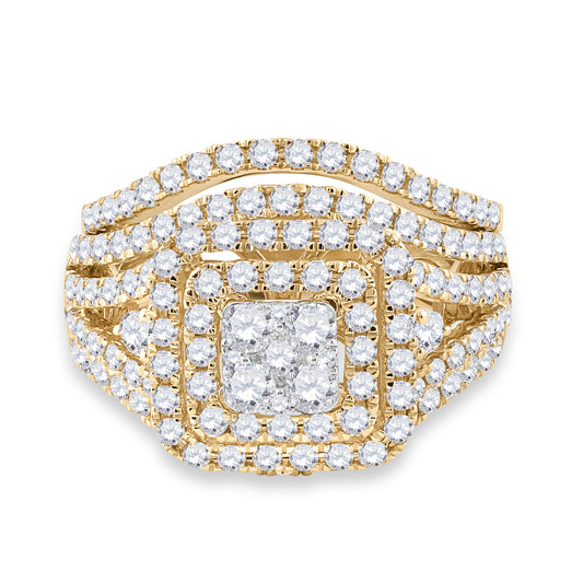 14kt Yellow Or White Gold Diamond Ana M Wedding Engagement Anniversary Bridal Set, Women Size: 5-9