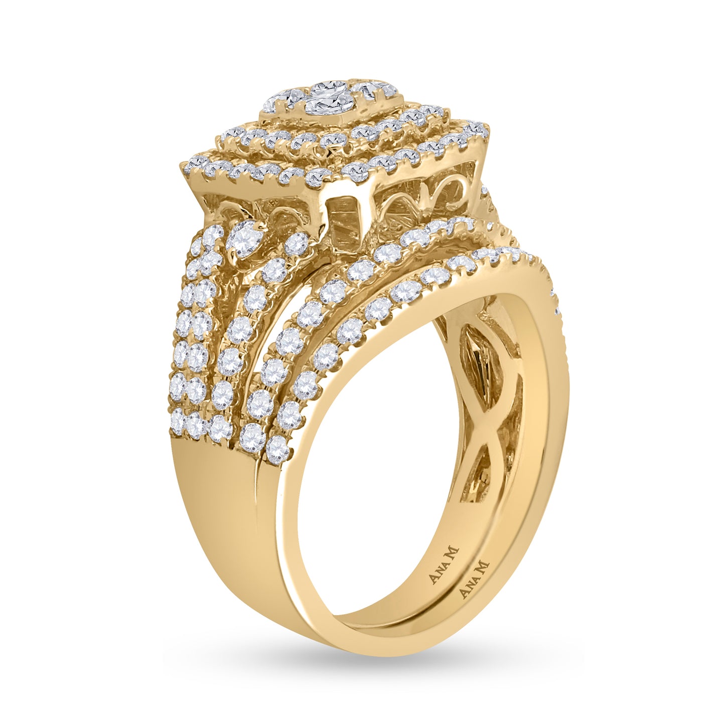 14kt Yellow Or White Gold Diamond Ana M Wedding Engagement Anniversary Bridal Set, Women Size: 5-9