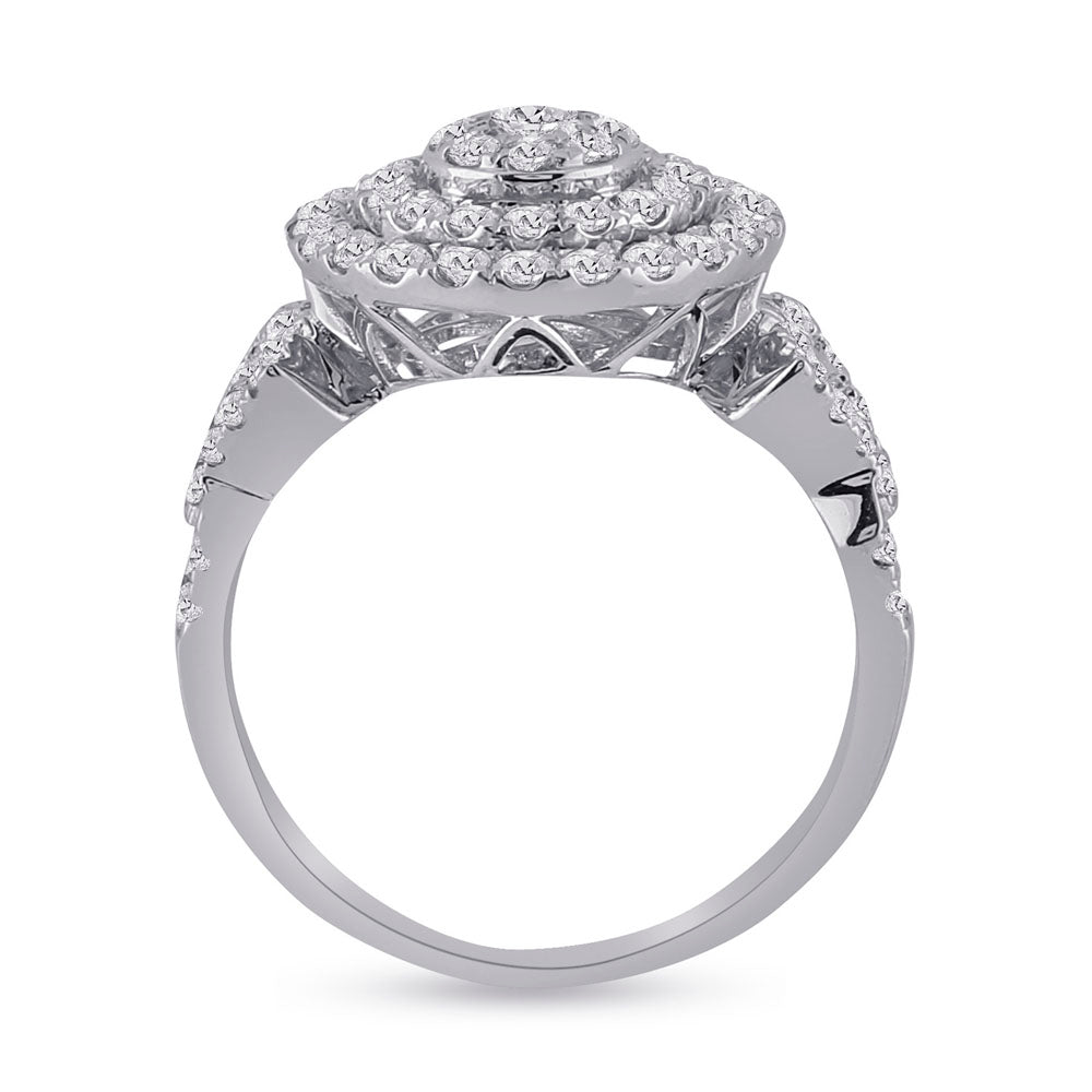 14K White Gold Round Diamond Bridal Wedding Ring Band Set 1-1/3 Cttw, Womens Size: 5-10