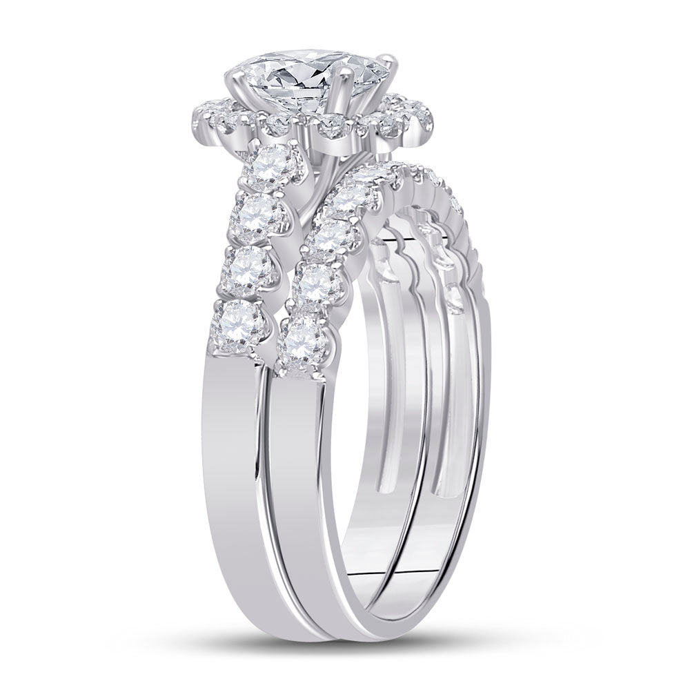 14K White Gold Oval Diamond Bridal Wedding Ring Band Set 2 Cttw, Womens Size: 5-10