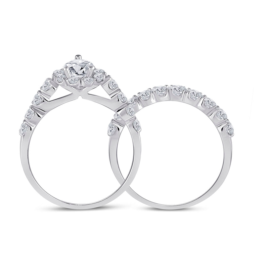 14K White Gold Oval Diamond Bridal Wedding Ring Band Set 2ctw, Womens Size: 5-10