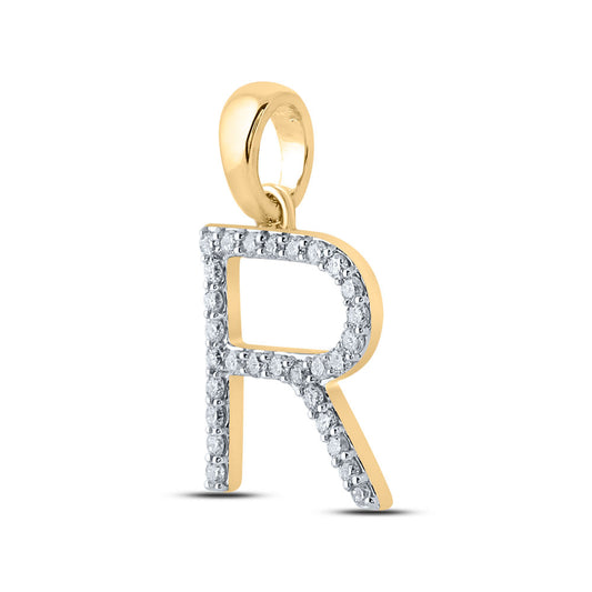 10kt Yellow Gold 1/5 Cttw Diamond Ladies Initial " R" Pendant