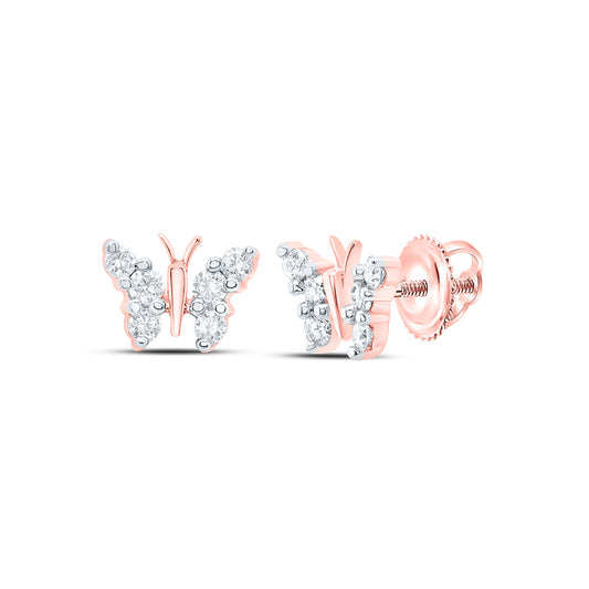 10K Rose Gold 1/5Ctw Natural Diamond P1 Butterfly Earring