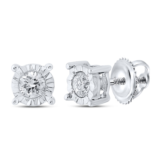 10kt White Gold 1/8 Cttw Diamond Round Stud Earring