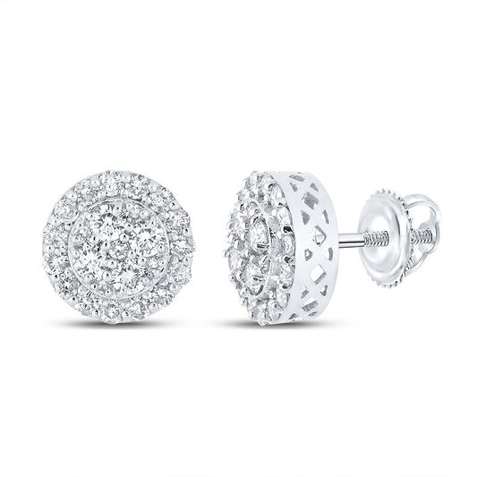 10kt White Gold 7/8 Cttw Diamond Round Earring