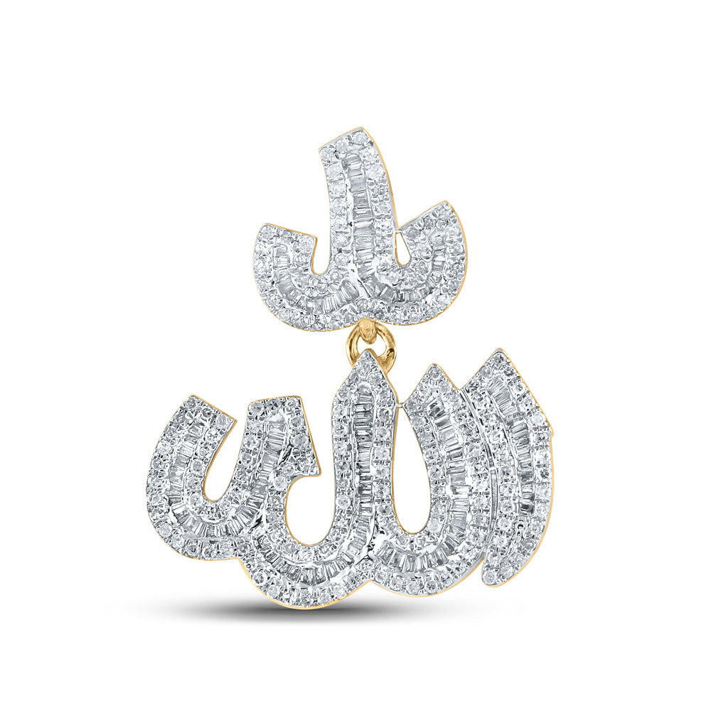 14kt Yellow Gold 1 Cttw Diamond Allah Mens Charm