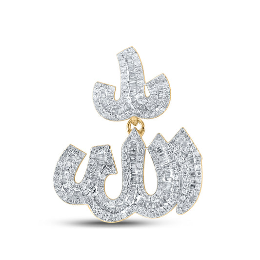 14kt Yellow Gold 1 Cttw Diamond Allah Mens Charm