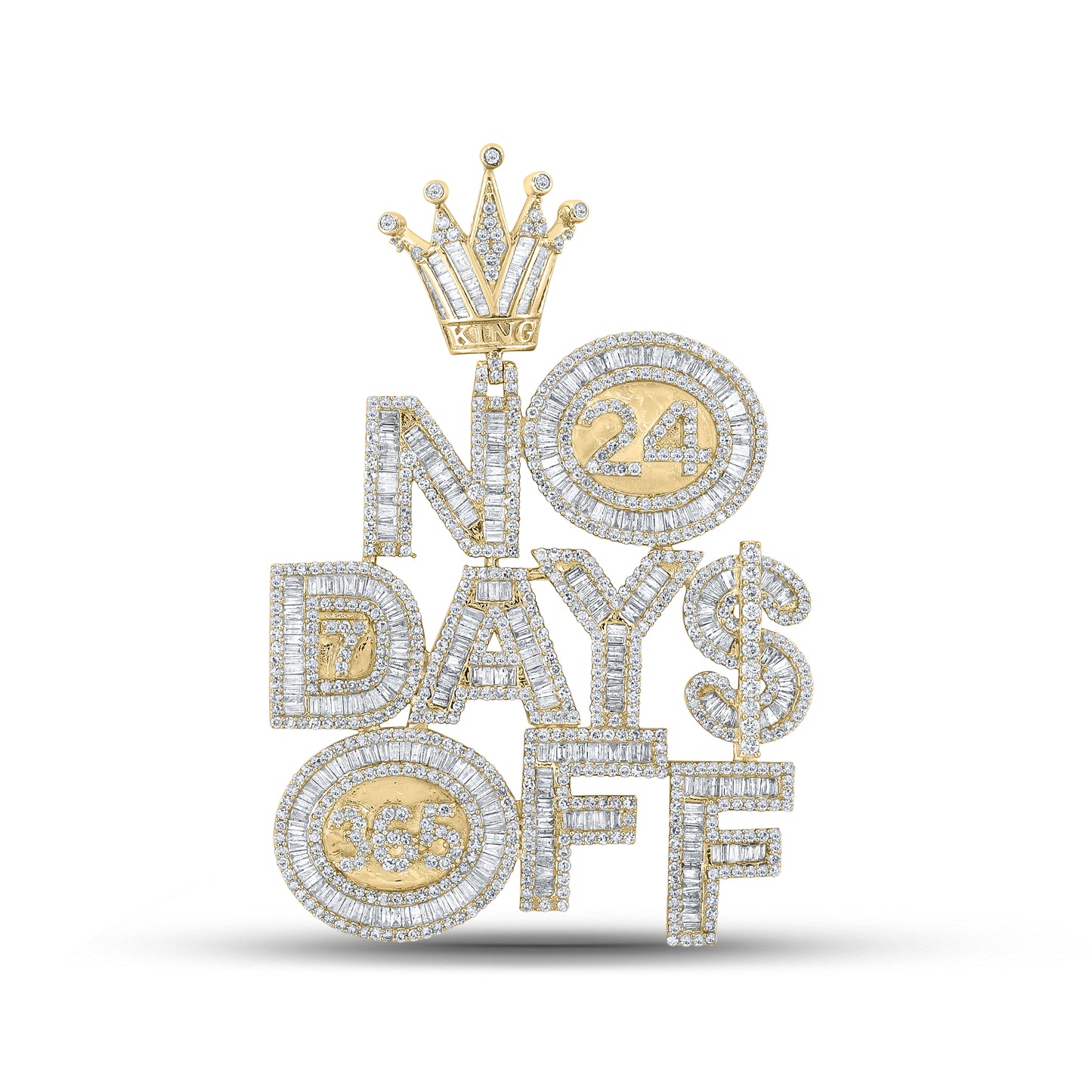 10kt Yellow Gold 6ct Diamond Nk 24 Days Off Mens Charm Big Crown Loop