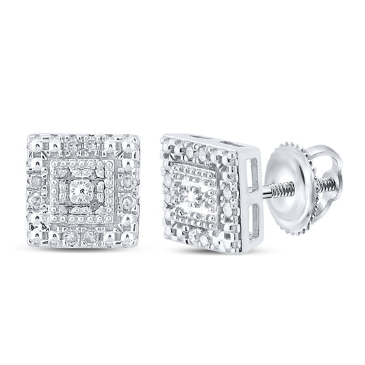 10kt White Gold 1/8 Cttw Diamond Square Earring
