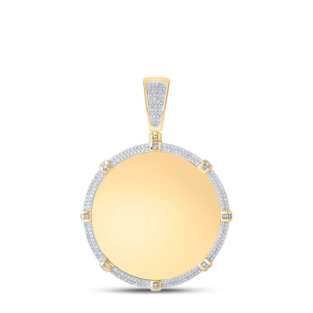 10K Yellow Gold Mens Round Diamond Memory Circle Charm Pendant 3/4 Cttw, Length: 2.24 In, Width: 1.67 In