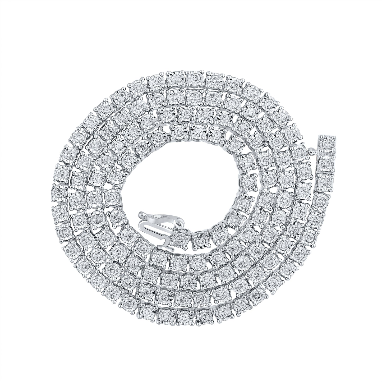 10kt White Gold 4 3/8 Cttw Diamond Mens Fanuk Chain, Length: 20 Inch