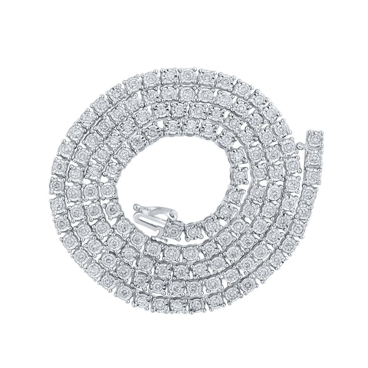 10kt White Gold 4 3/8 Cttw Diamond Mens Fanuk Chain, Length: 20 Inch