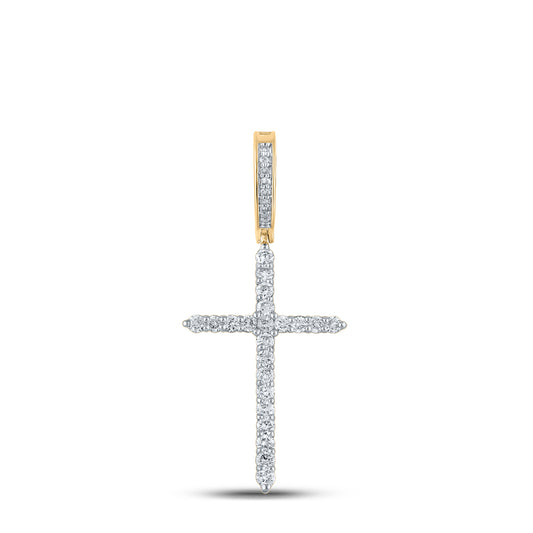 10kt Yellow Gold 1/2 Cttw Diamond Cross Mens Charm