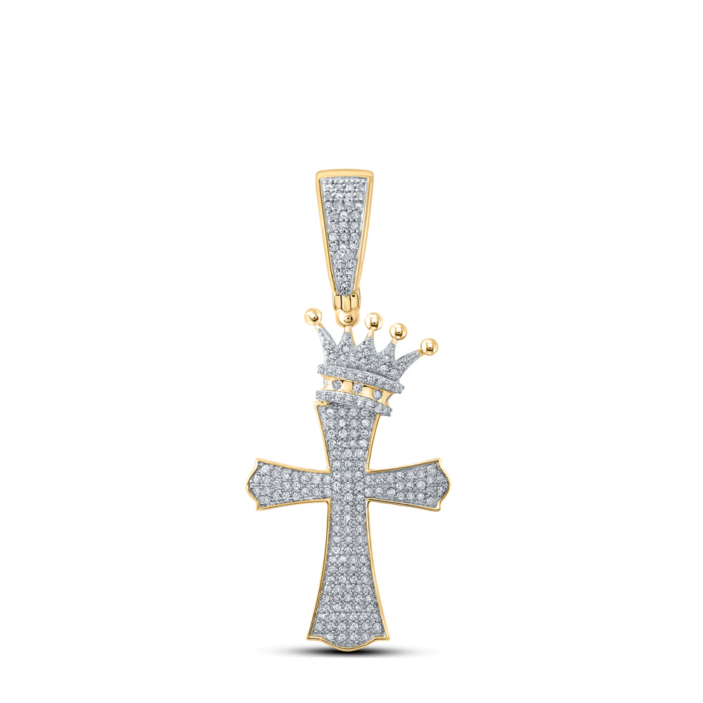 10kt Yellow Gold 1/2ctw Diamond P1p2 Cross Mens Charm