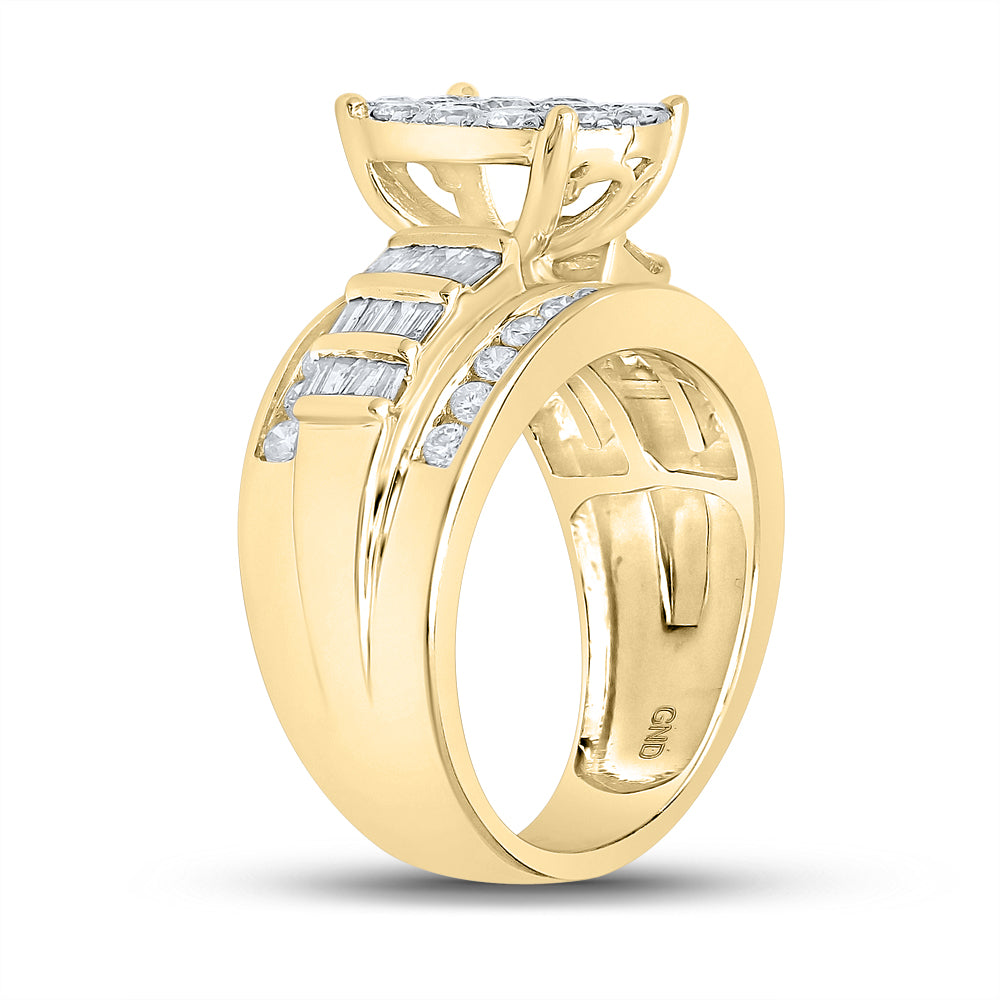 10K Yellow Gold Round Diamond Oval Bridal Wedding Engagement Ring 1-1/2 Cttw, Womens Size: 5-10
