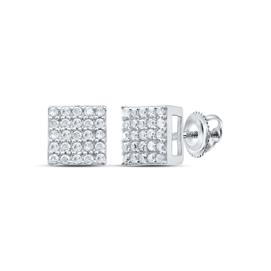 Sterling Silver 1/4 Cttw Diamond Square Earring