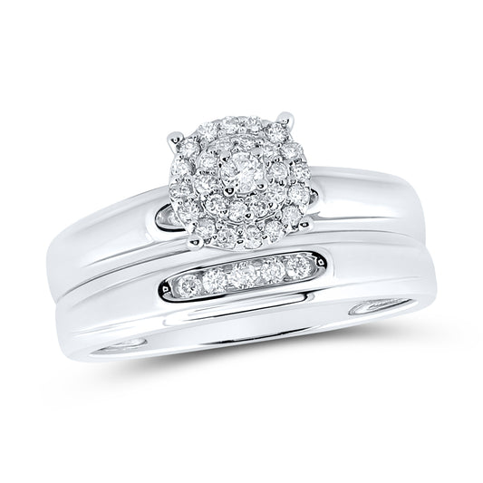 10kt White Gold His & Hers 1/3 Cttw Diamond Bridal Wedding Ring Band Set, Women Size: 5-9, Men Size: 8-12