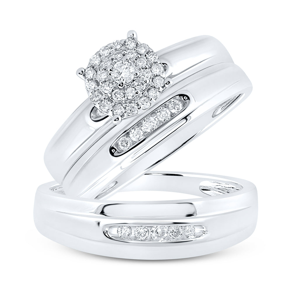 10kt White Gold His & Hers 1/3 Cttw Diamond Bridal Wedding Ring Band Set, Women Size: 5-9, Men Size: 8-12