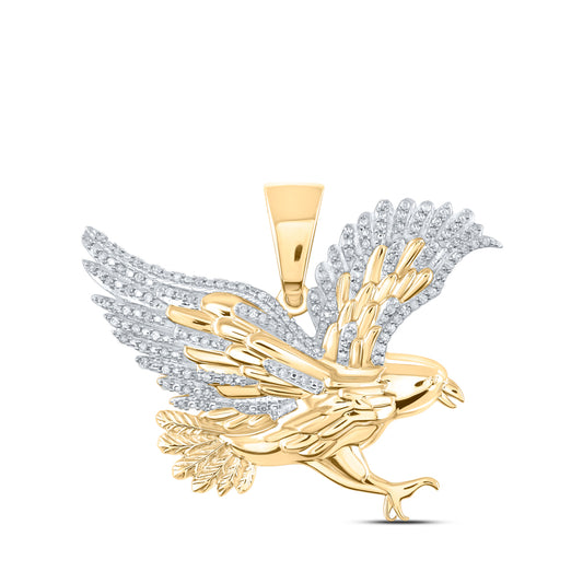 10kt Yellow Gold 1/4 Cttw Diamond Eagle Pendant