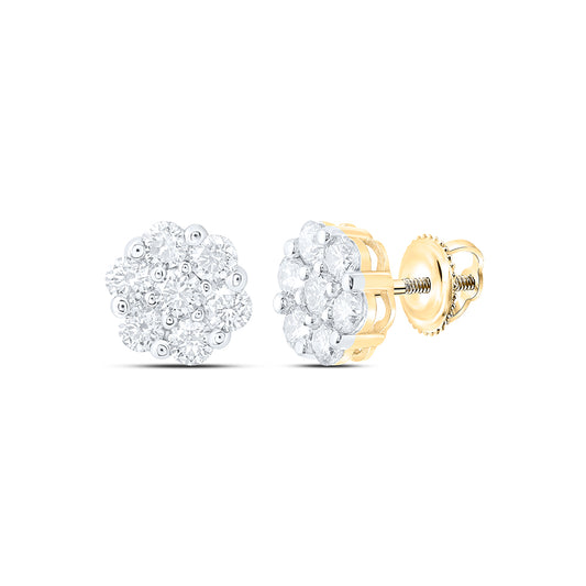 14kt Yellow Gold 1 1/2 Cttw Diamond Flower Earring