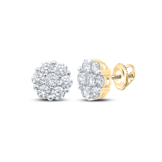 14kt Yellow Gold 2 Cttw Diamond Flower Earring