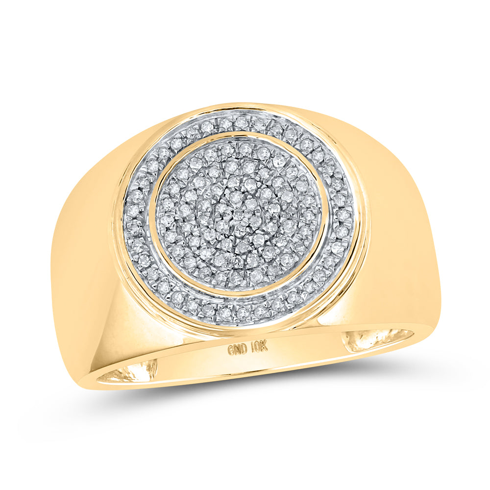 10kt Yellow Gold 1/3 Cttw Diamond Mens Ring, Men Size: 8-12