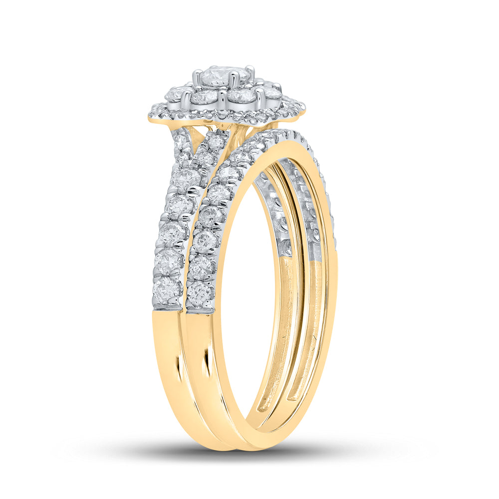 10K Yellow Or White Or Rose Gold Round Diamond Bridal Wedding Ring Band Set , Womens Size: 5-10