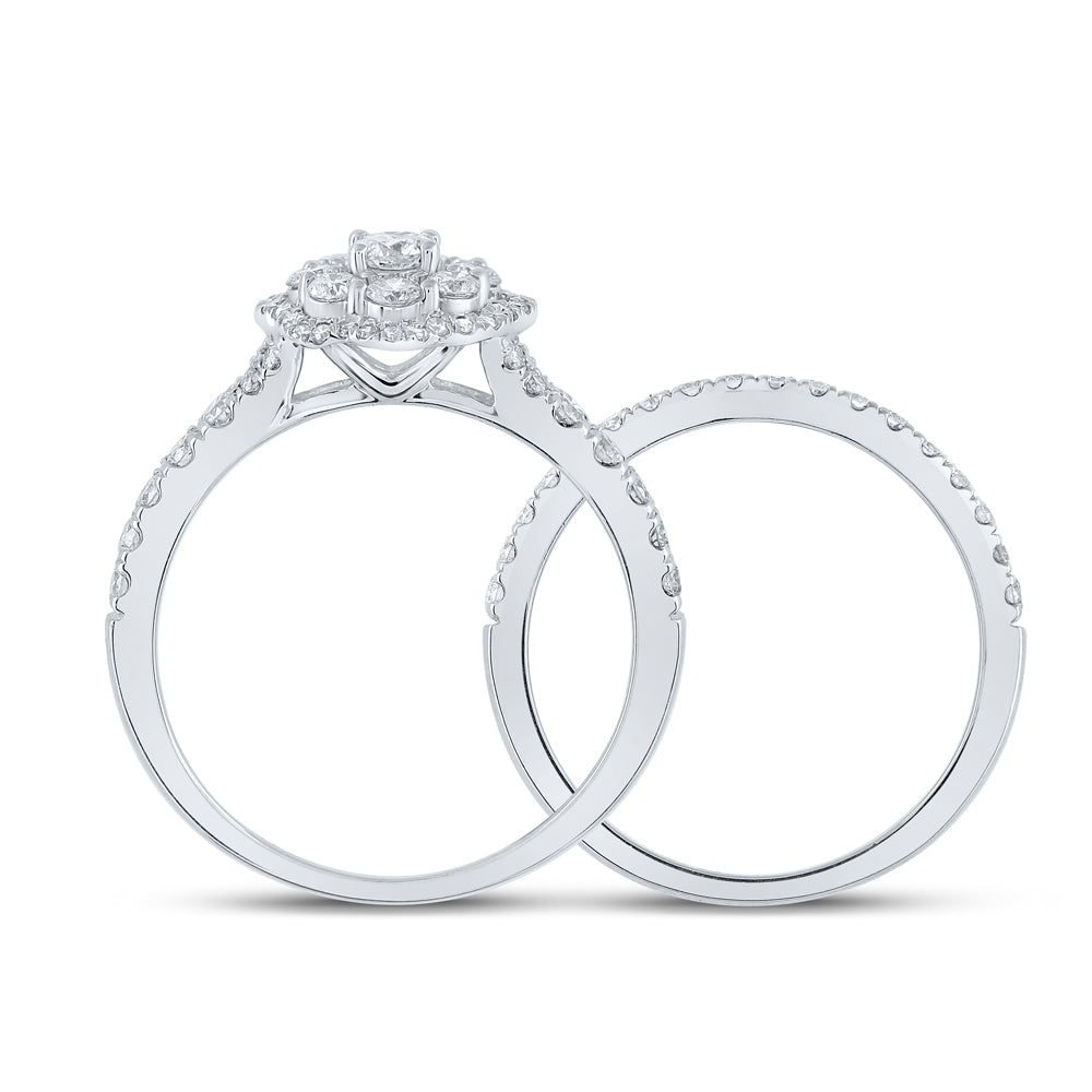 10K Yellow Or White Or Rose Gold Round Diamond Bridal Wedding Ring Band Set , Womens Size: 5-10