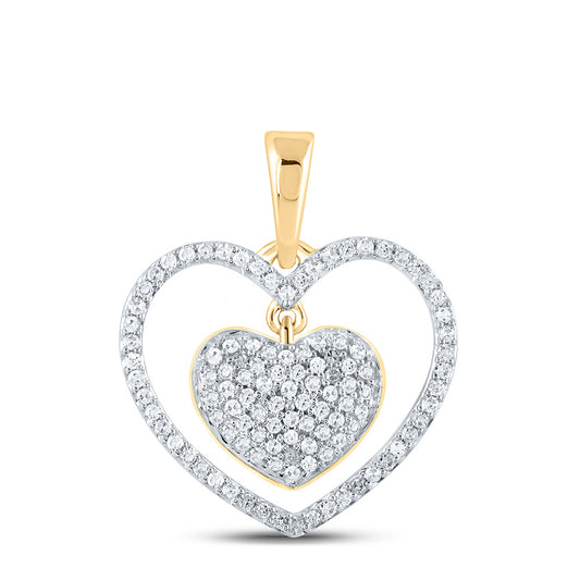 10kt Yellow Gold 1/3 Cttw Diamond Heart Pendant