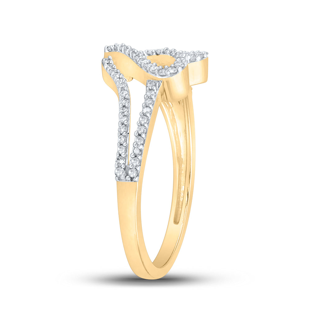 10K Yellow Or White Or Rose Gold Womens Baguette Diamond Heart Ring , Womens Size: 5-10