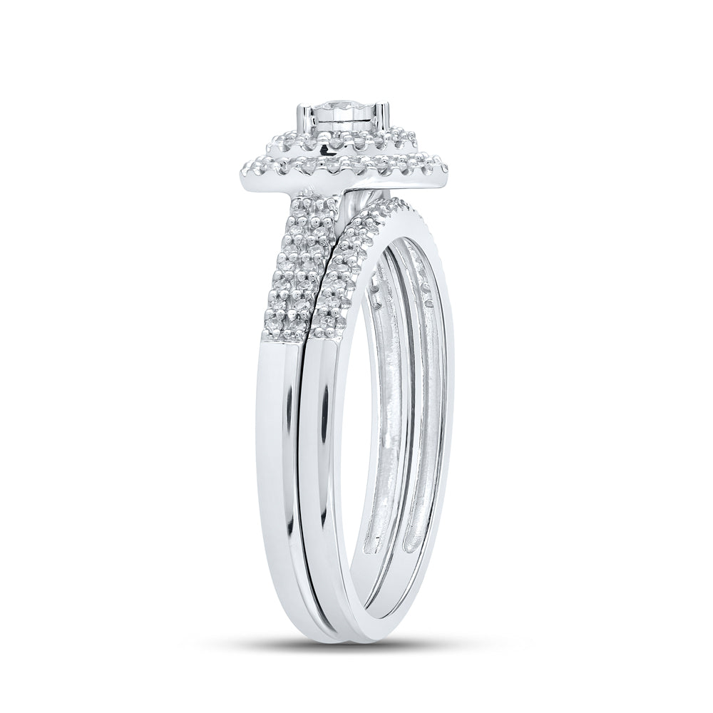 10K Yellow Or White Gold Round Diamond Heart Bridal Wedding Ring Band Set 1/3 Cttw, Womens Size: 5-10