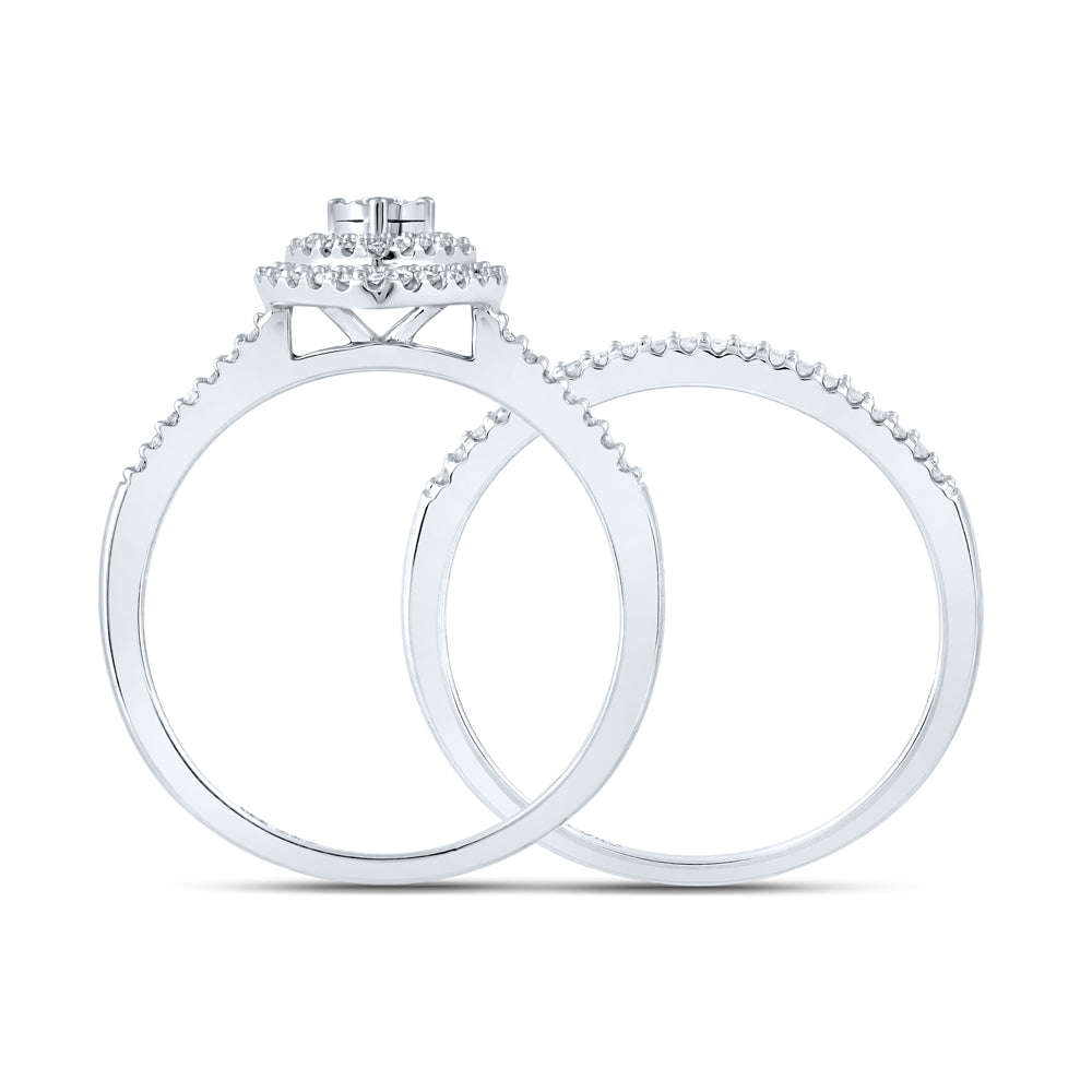 10K Yellow Or White Gold Round Diamond Heart Bridal Wedding Ring Band Set 1/3 Cttw, Womens Size: 5-10