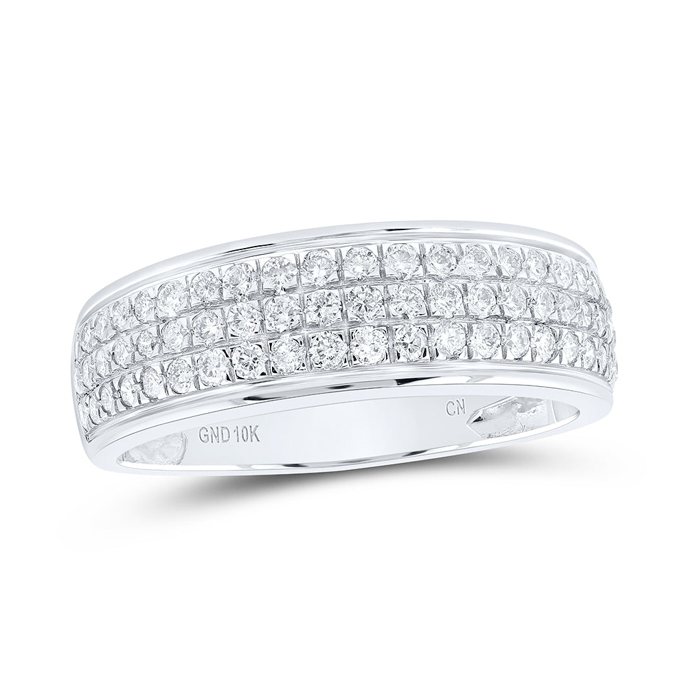 10K White Or Yellow Gold His Hers Round Diamond Cluster Matching Wedding Set, Womens Size: 5-10, Mens Size: 7-13
