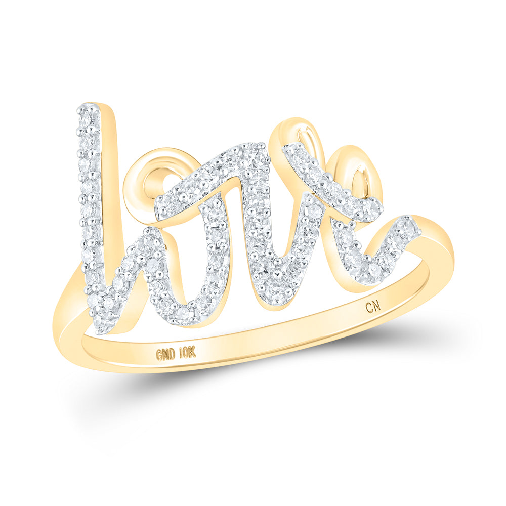 10K Yellow Or White Or Rose Gold Womens Round Diamond Love Fashion Ring , Womens Size: 5-10