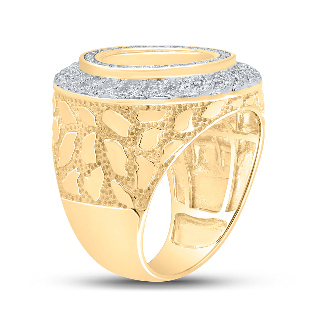 10K Yellow Gold Mens Round Diamond Nugget Memory Circle Ring 5/8 Cttw, Mens Size: 7-13