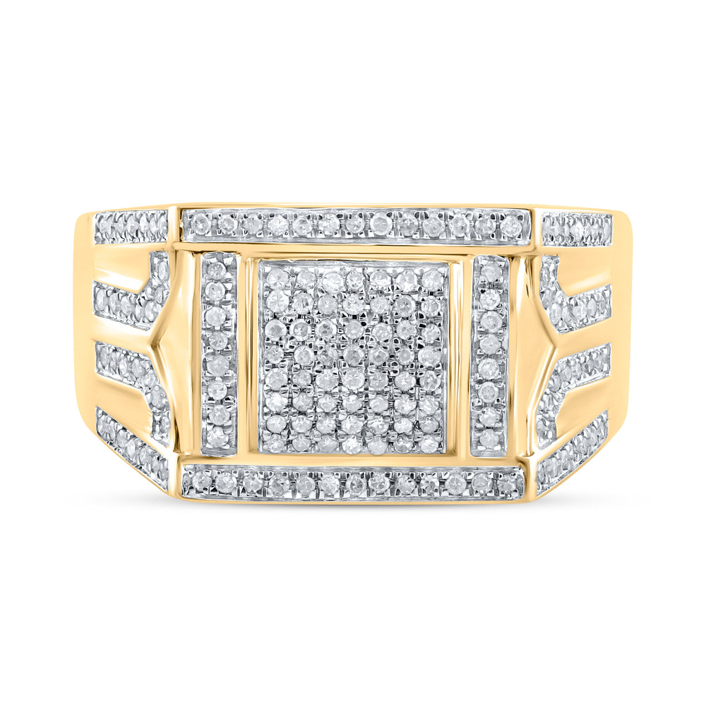 10kt Yellow Gold 3/8 Cttw Diamond Mens Ring, Men Size: 8-12