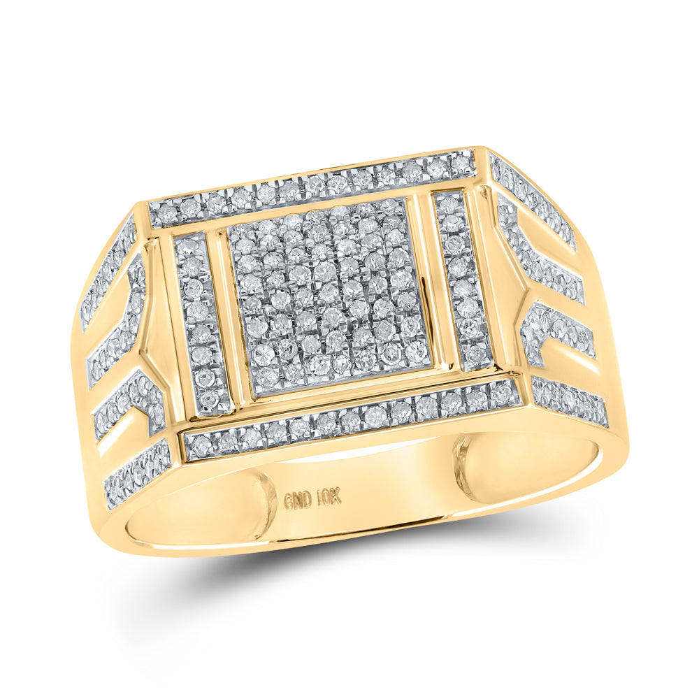 10kt Yellow Gold 3/8 Cttw Diamond Mens Ring, Men Size: 8-12