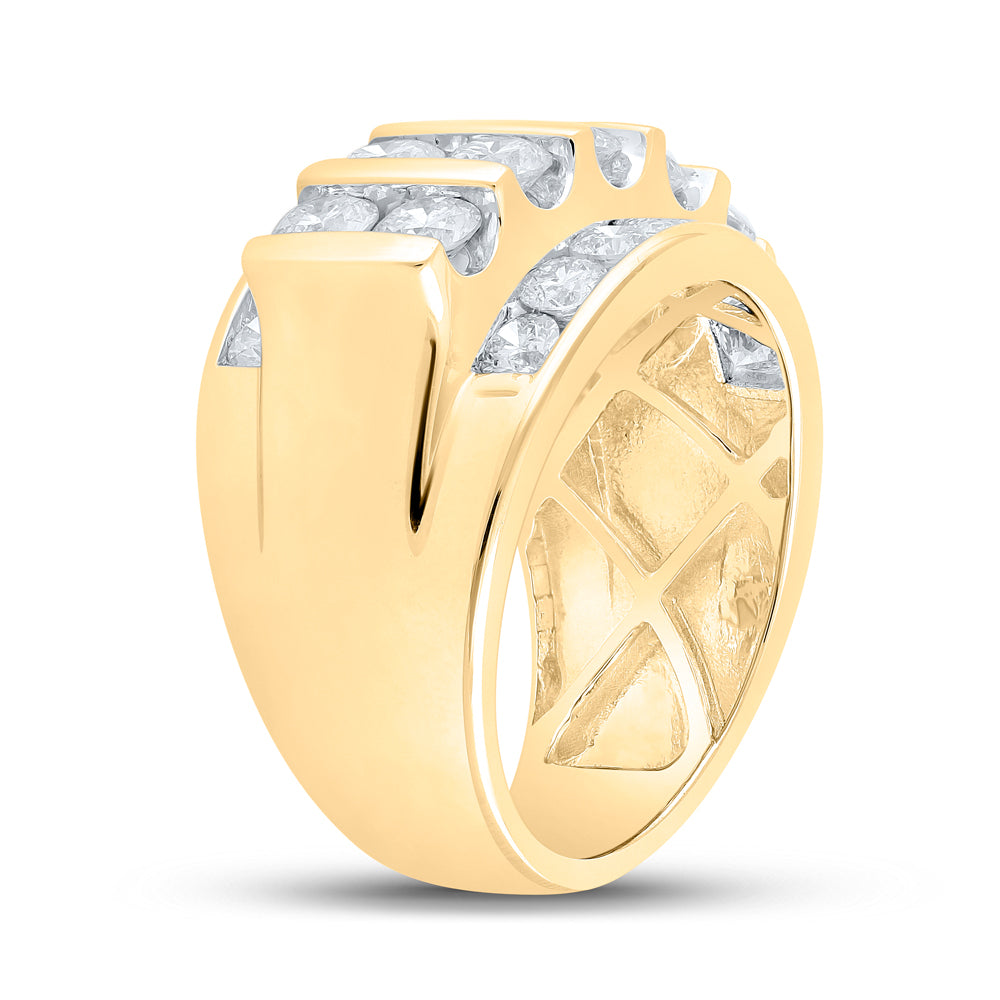 14K Yellow Gold Mens Round Diamond Band Ring 4 Cttw, Mens Size: 7-13